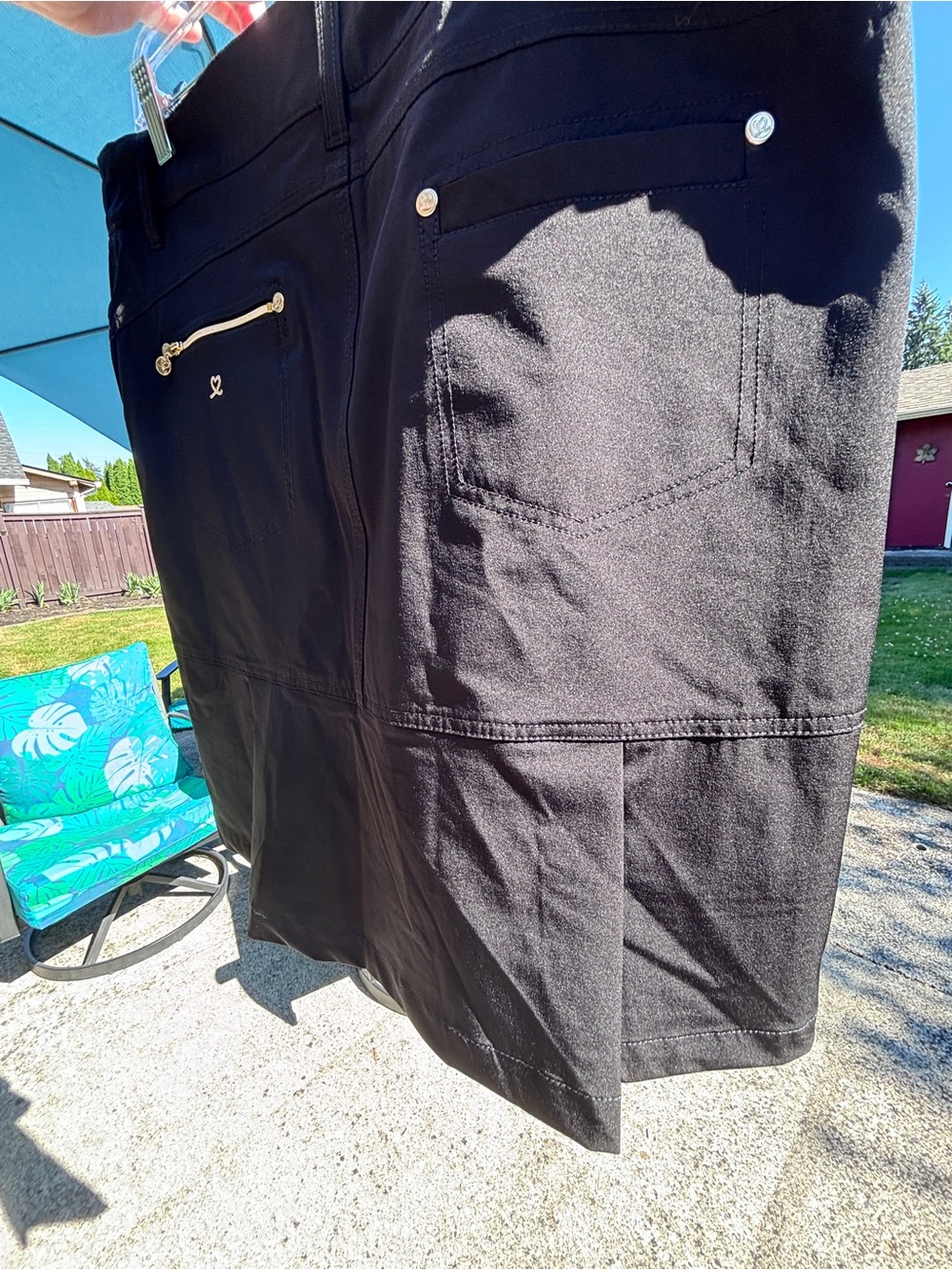 Daily Sports Born in Sweden Black Miracle Skort with Gold zipper/ buttons. - Picture 10 of 16